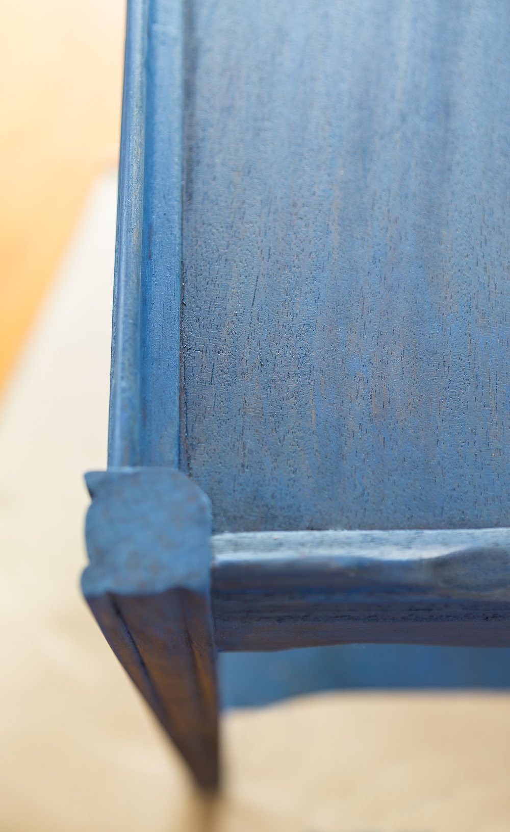 How wood furniture looks after color washing is dry and before adding a layer of poly or wax for protective sealer.