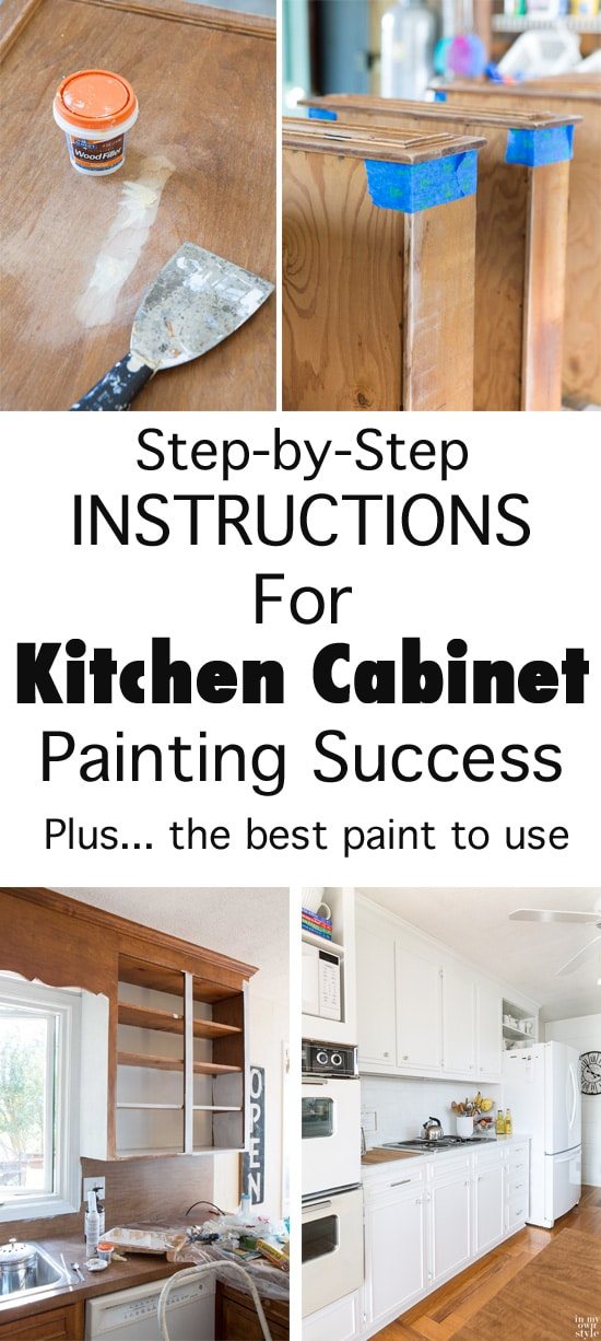This is the kitchen cabinet how to post you have been looking for. It covers everything you need to know to paint your kitchen cabinets so the paint finish will last for years. Painting kitchen cabinets white. Tips and tricks as well as do and dont's.