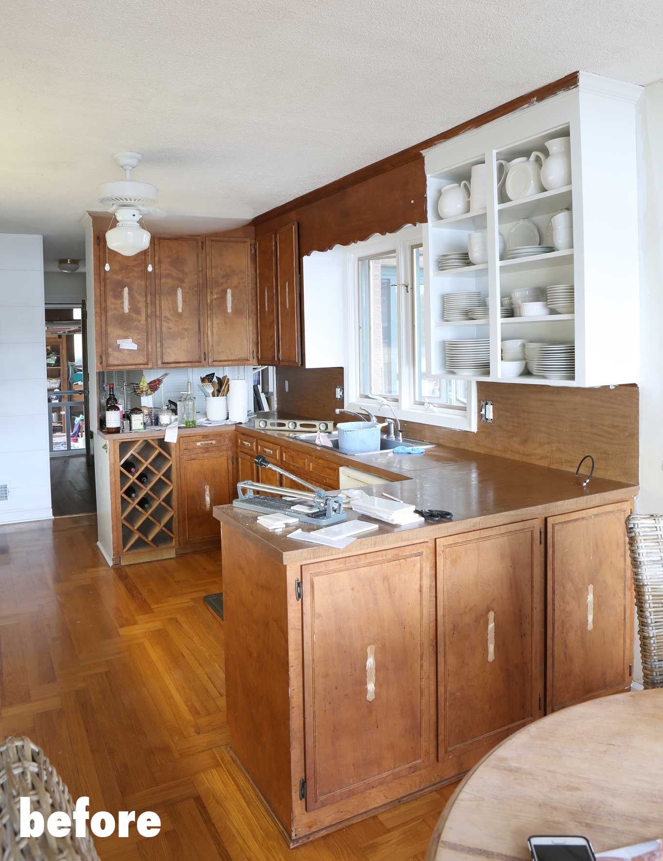 DIY-kitchen-makeover-on-a-budget while painting kitchen countertops