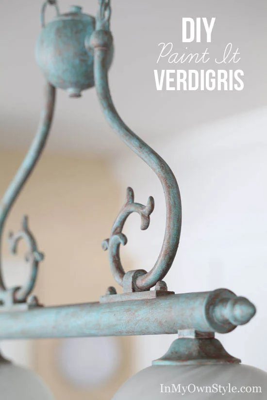 Painting Verdigris on a Shiny Brass Light Fixture