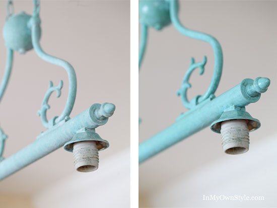 How-to-paint-a-shiny-brass-light-fixture-in-a-Verdigris-aged-finish