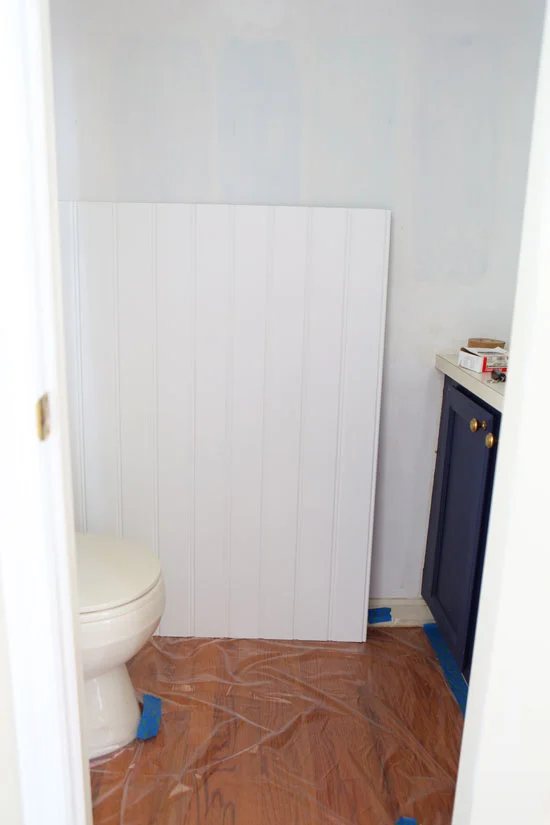 Powder Room Makeover Update: Installing Wall Panels
