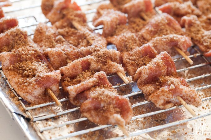 Spiced Bacon on an foil lined oven rack