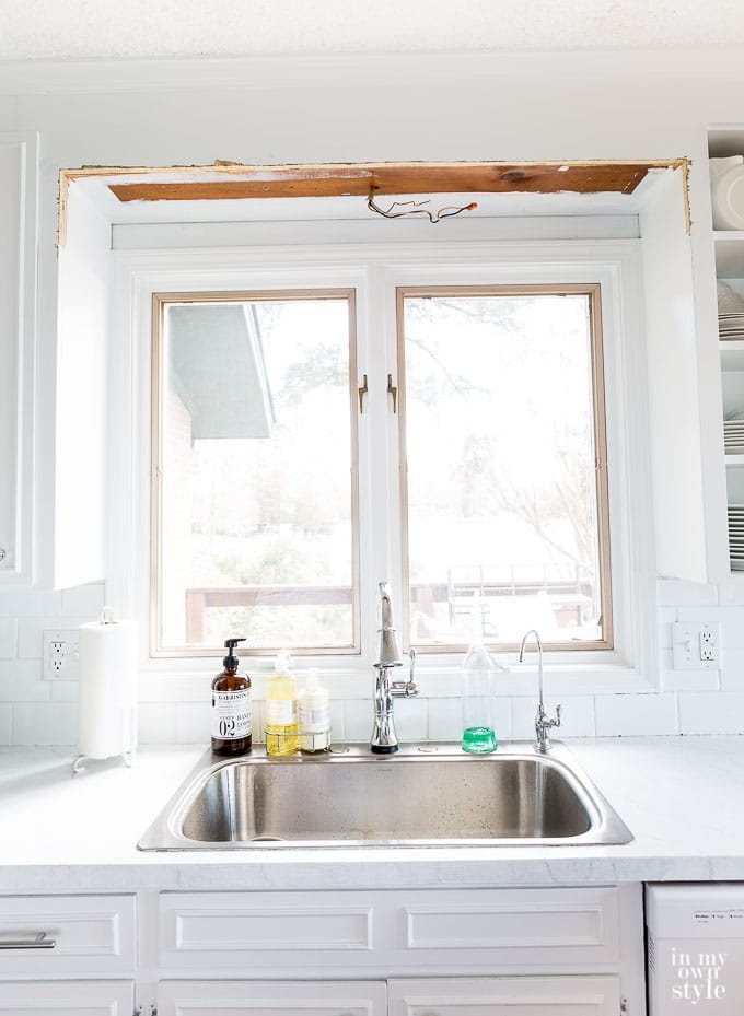 How to remove a wood scalloped valance over a kitchen sink