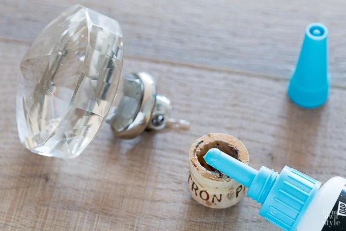 Doorknob repurposed into a Patron bottle stopper