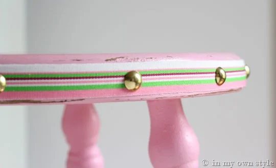 How to repupose household items like thumbtacks when making over a piece of furniture.