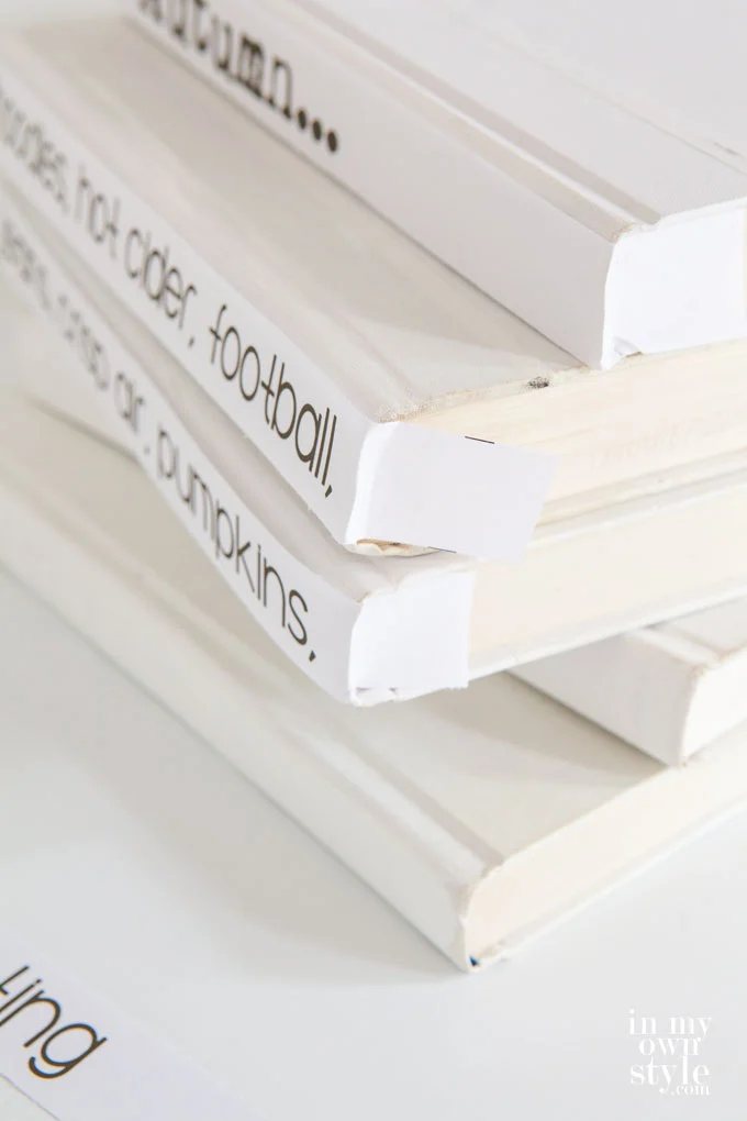 Uses for common household items when decorating a home or fall. Make a stack of painted books.