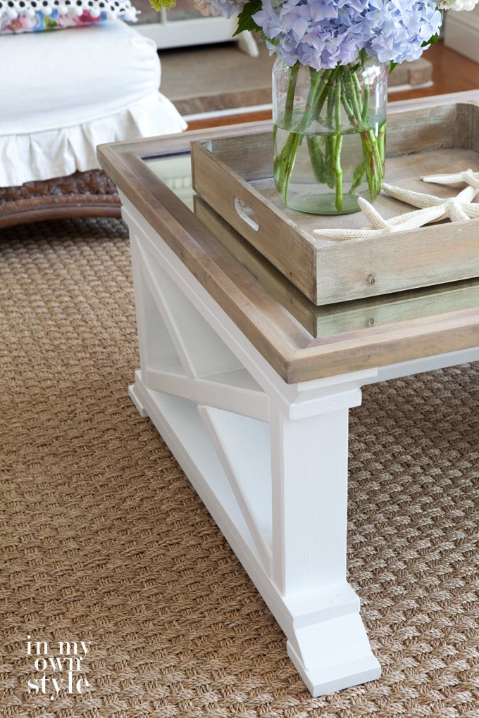 Coffee table made from an old mirror and 2 x 4's