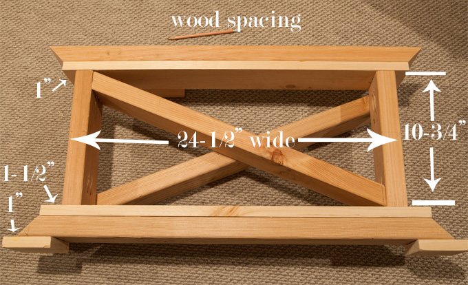 Wood spacing for a 2 x 4 table base