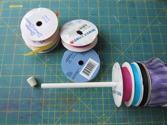 how to store ribbon on a tension rod