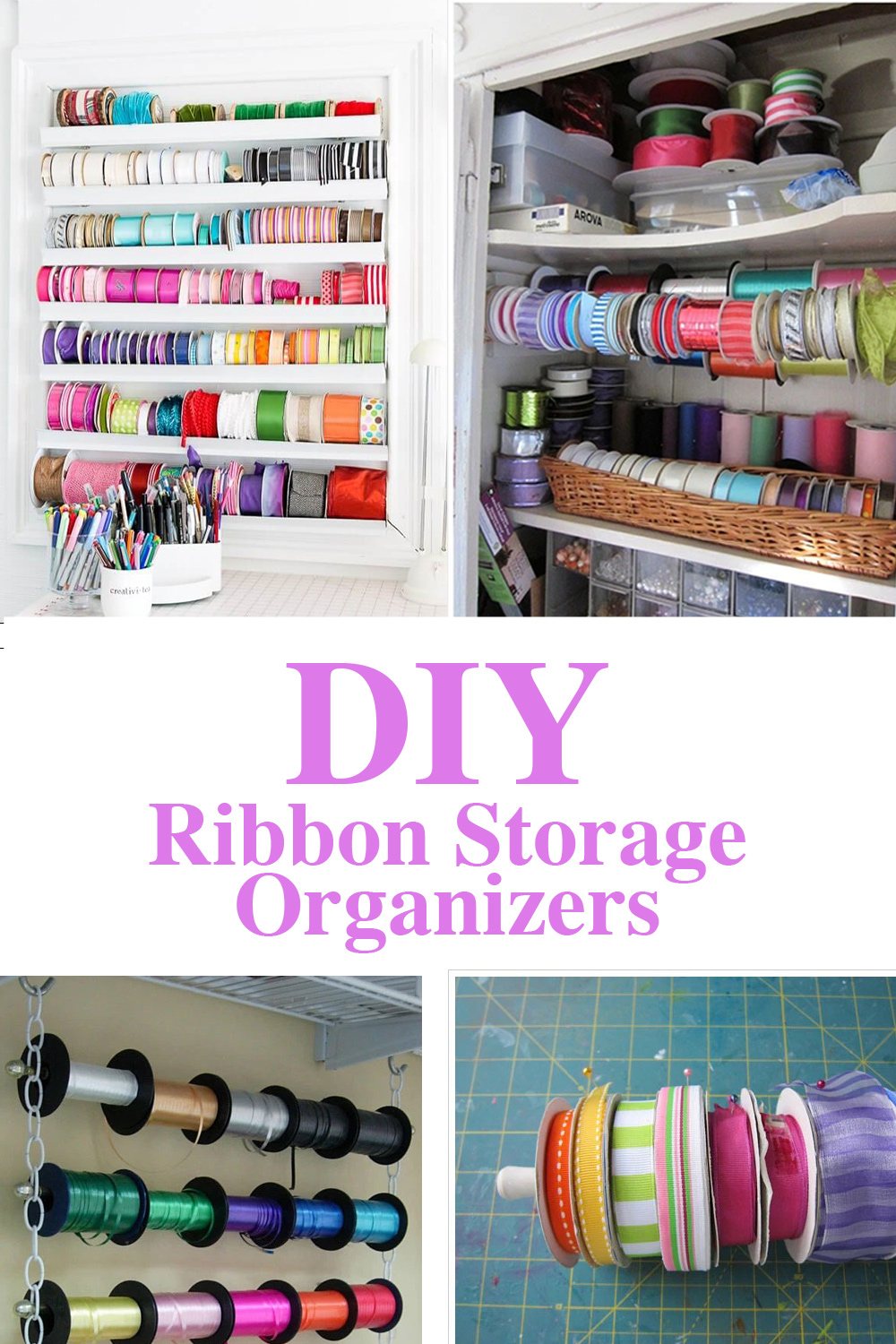 DIY Ribbon Storage Organizing ideas that are easy to make.