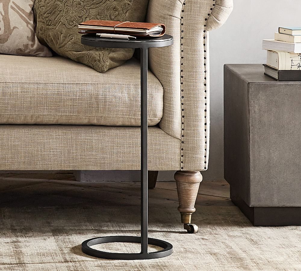 duke round metal accent table