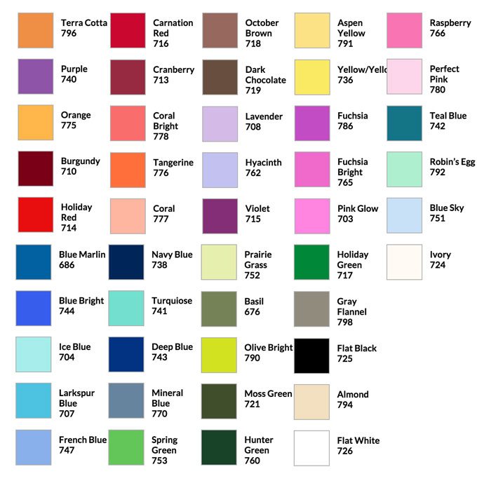 Design Master Floral Spray paint color chart