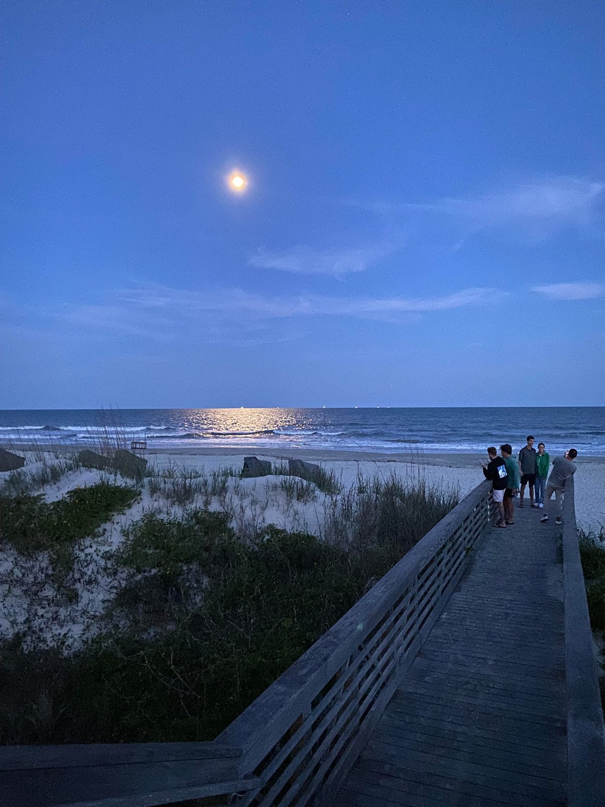 Hilton-Head-beach-at-night with view of full moon