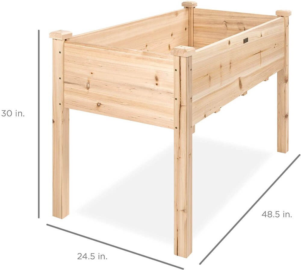 Dimensions of Elevated-Wood-Garden-Planter by Best Choice Products