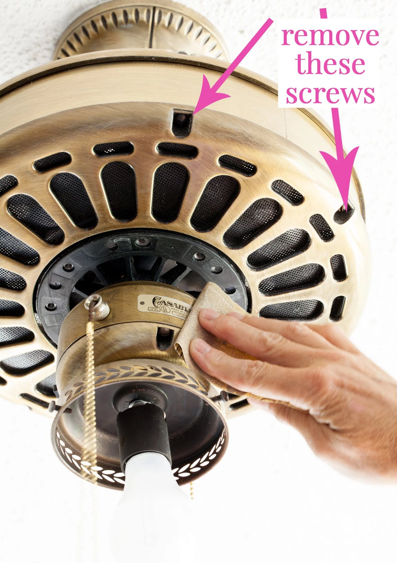 ceiling fan parts to remove to paint without taking it down