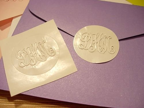 Stickers embossed with a Monogram embosser