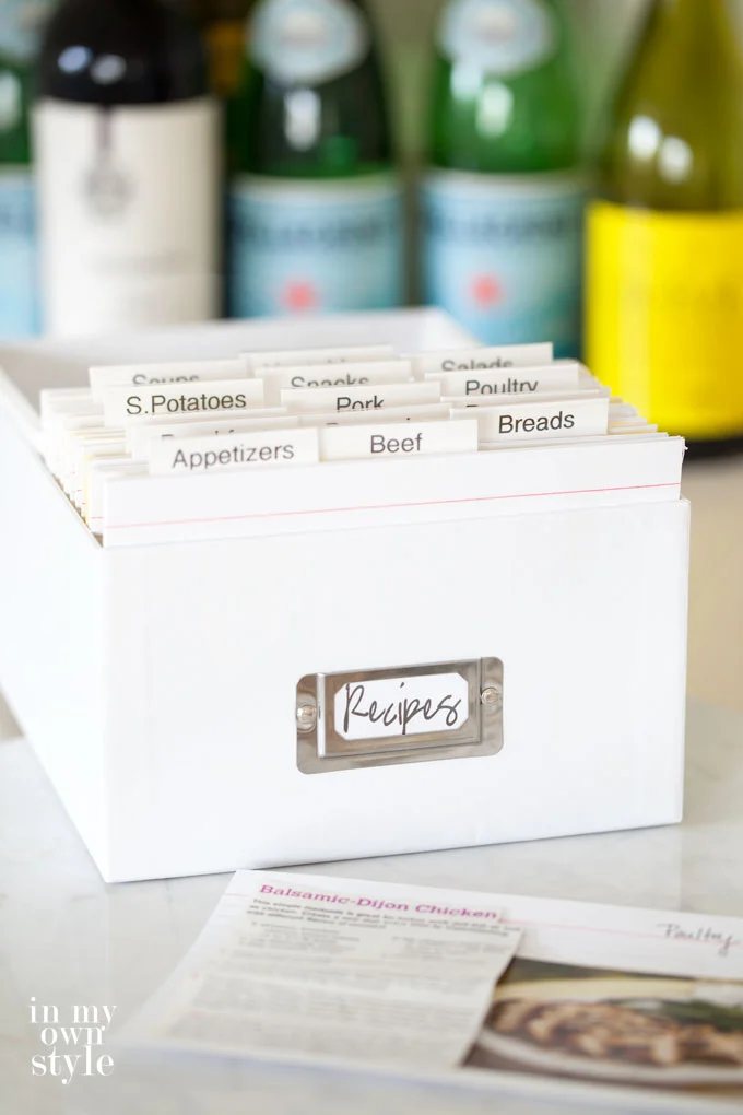 How-to-keep-recipes-organized on a counter.