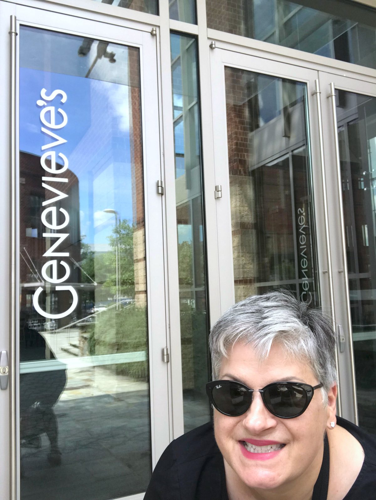 My-twin-sister-at-Genevieves restaurant in Greenville, SC