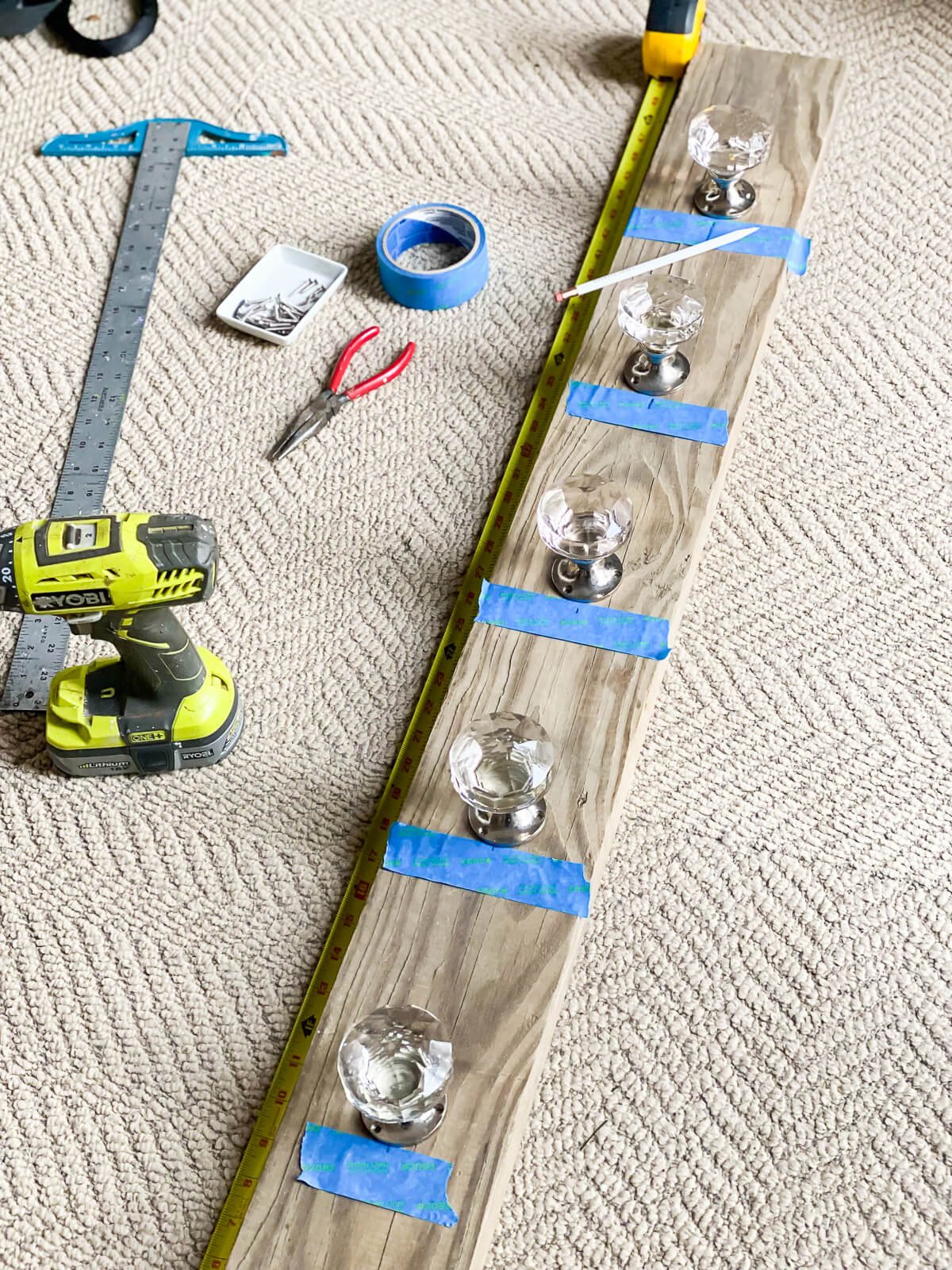 Making a DIY wall mounted blanket rack.
