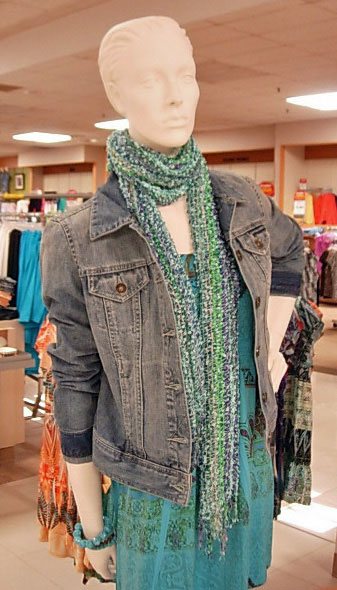 Tweet knit Scarf-with-denim-jacket