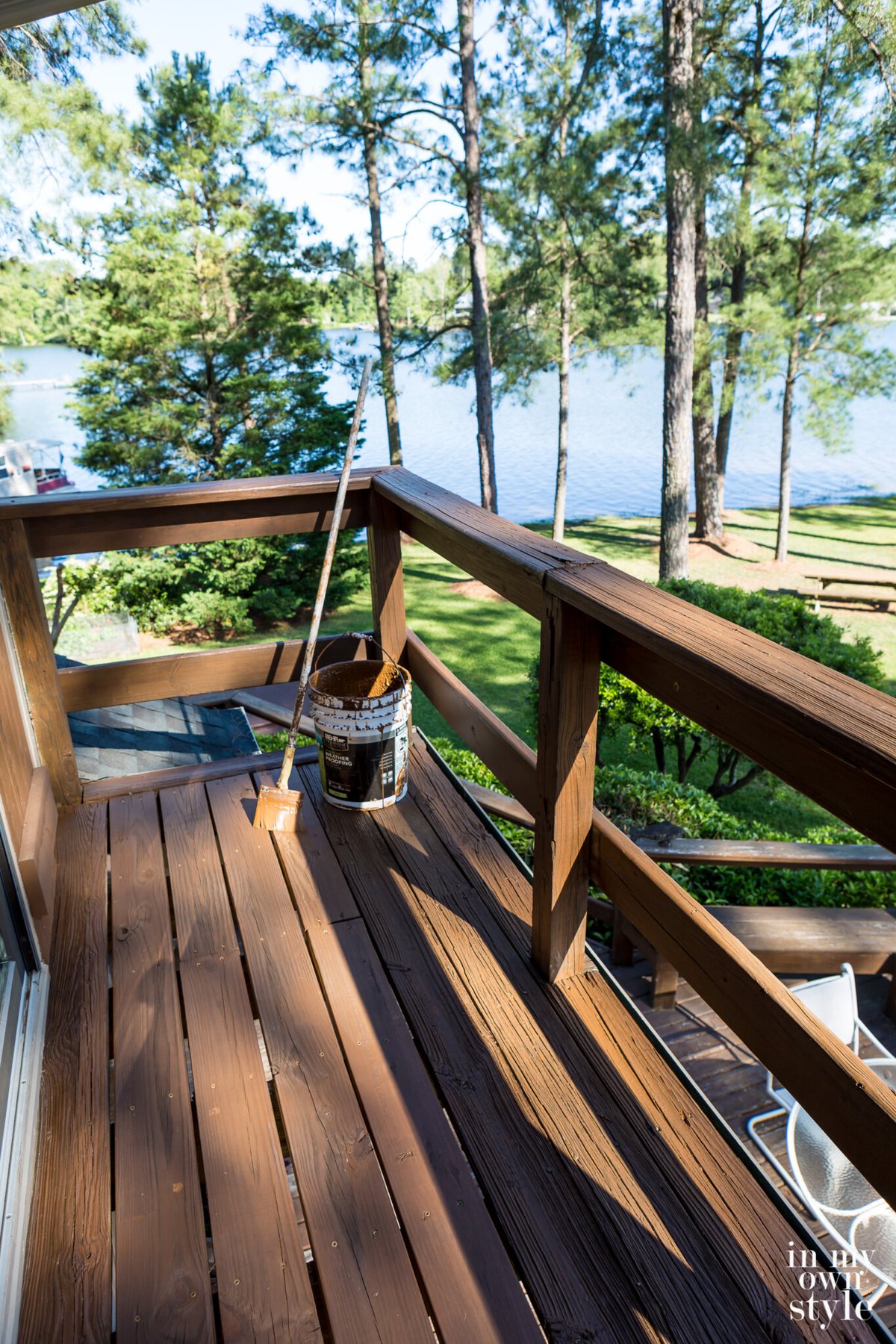 Upper deck on house getting stained.