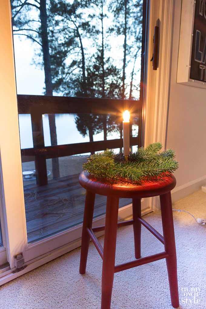 Candles in the window for Christmas decor