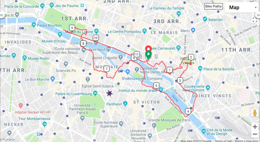 Bike About Tours Paris Day Tour Route