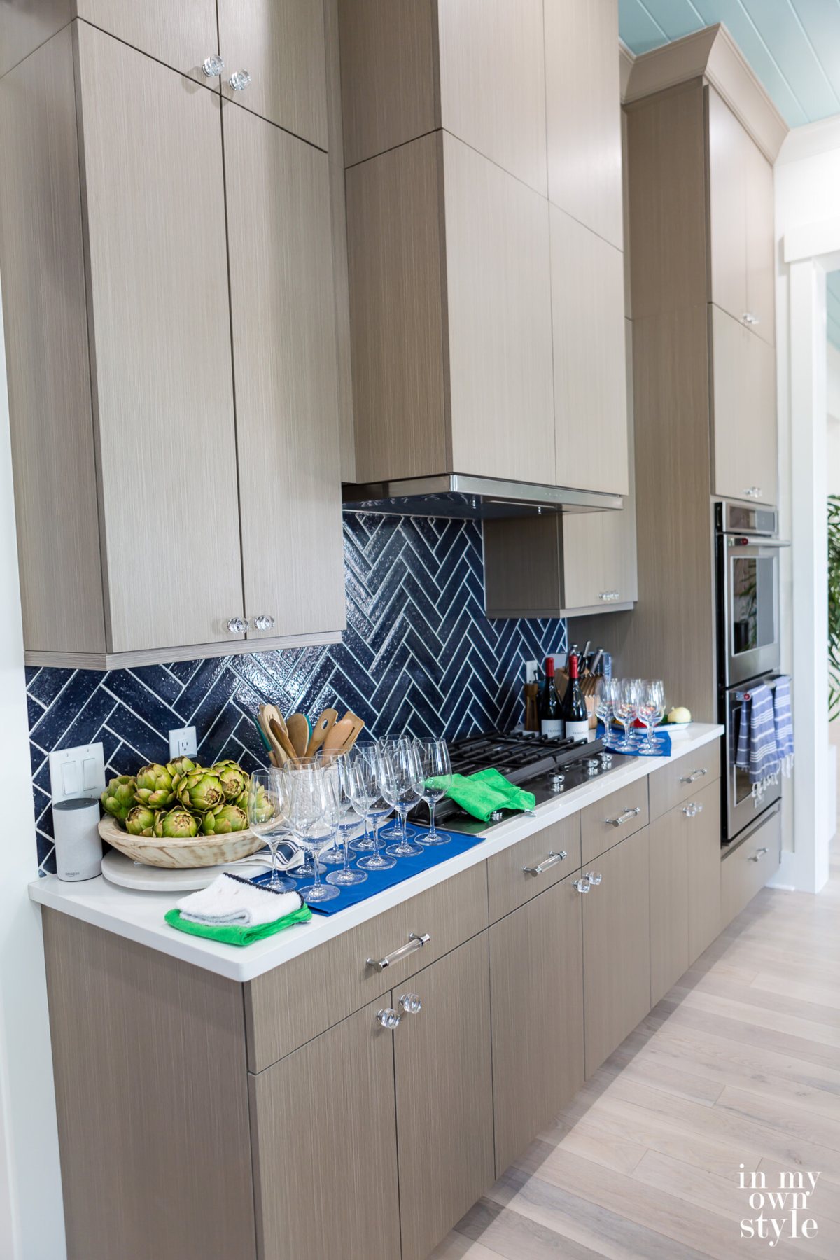 Kitchen at the HGTV Dream House 2020 with Cabinets to Go Charleston Driftwood cabinets