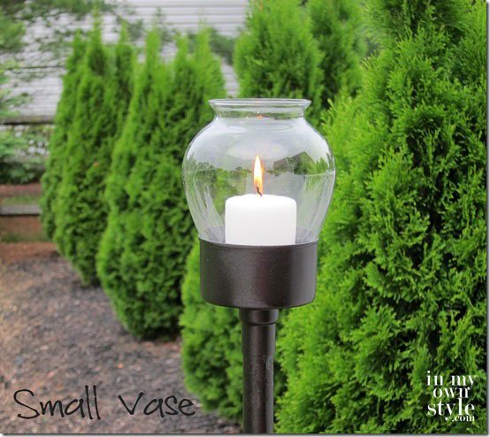 Outdoor lighting Tuna can lantern using a small vase
