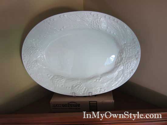 How to display plates on top of hutches and wall cabinets.