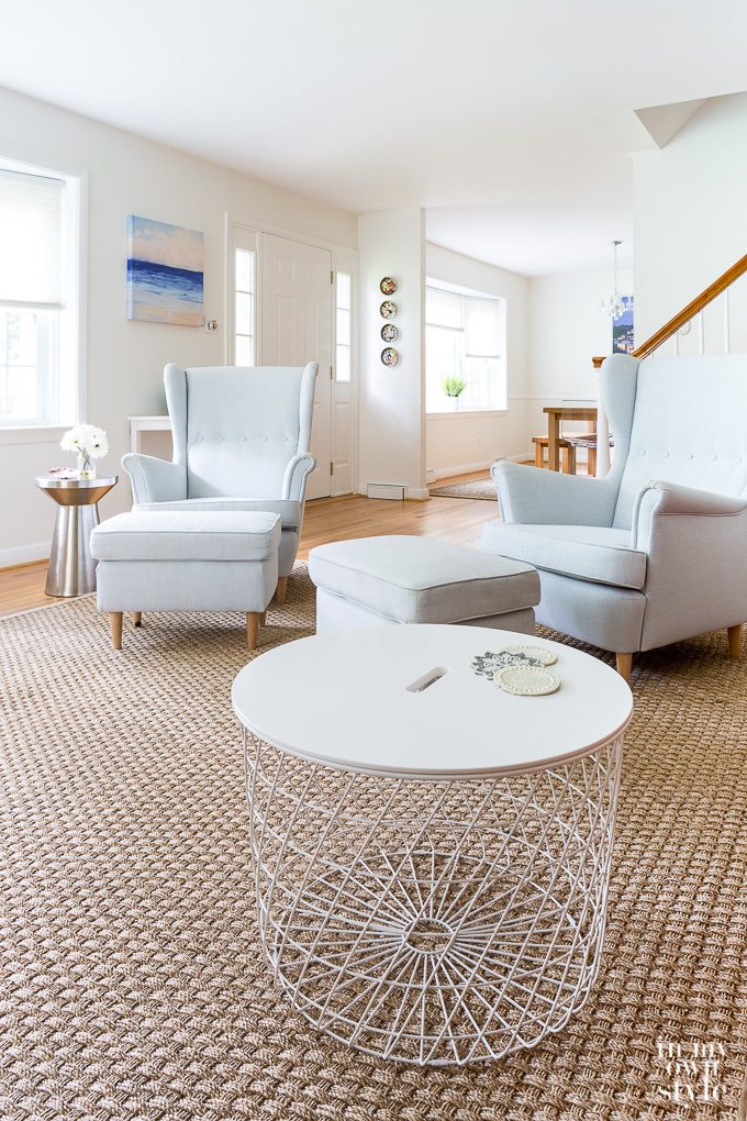 White furniture in living room from IKEA