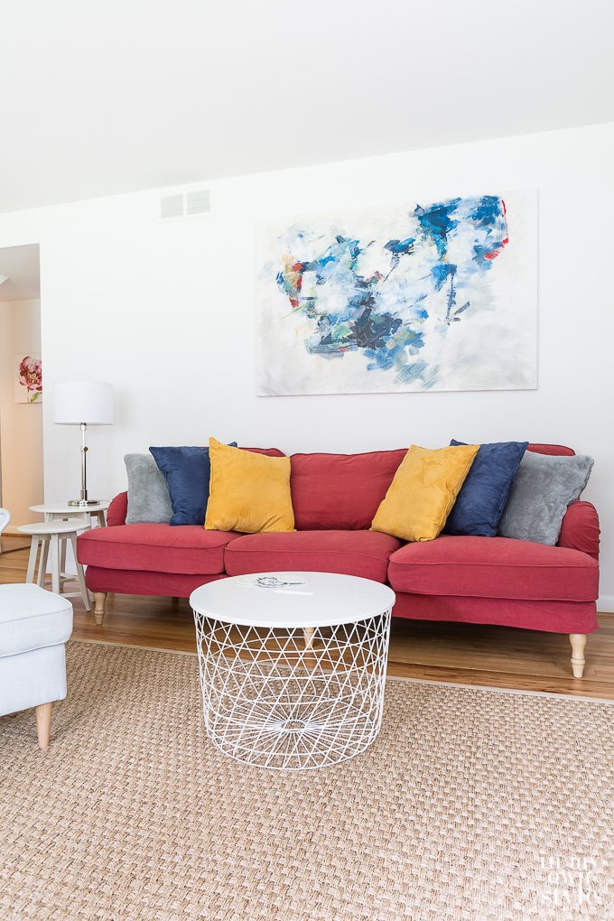 Red sofa from IKEA
