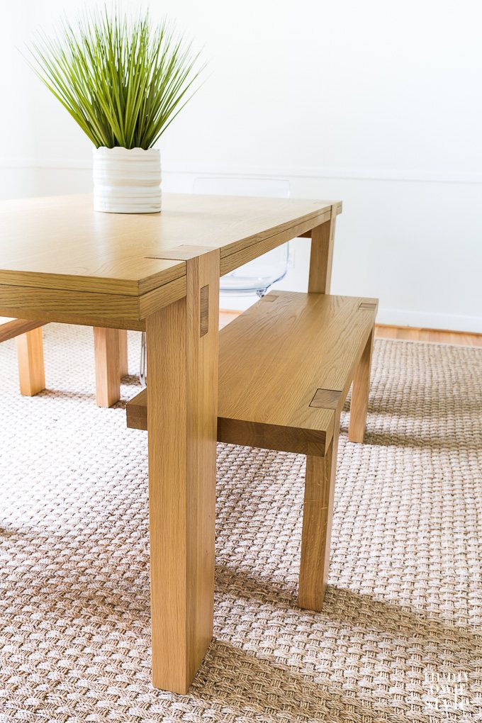 West Elm dining table and benches