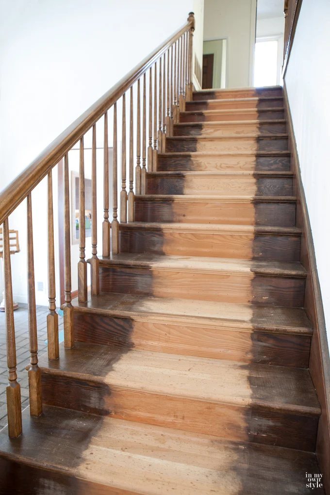 staining staircase steps