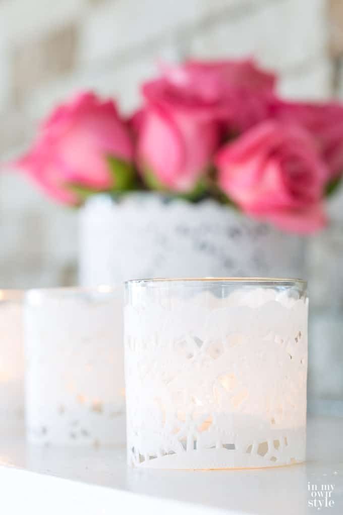 Valentine Decorating with Paper Doily Candles