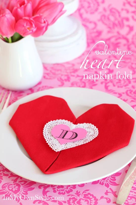 Valentine’s Table: Easy Heart Shaped Napkin Fold Steps