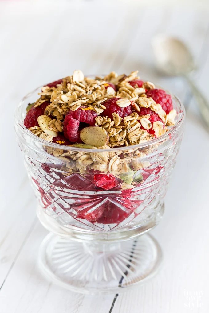 A dish full of Weight Watchers Freestyle Non-Fat Granola