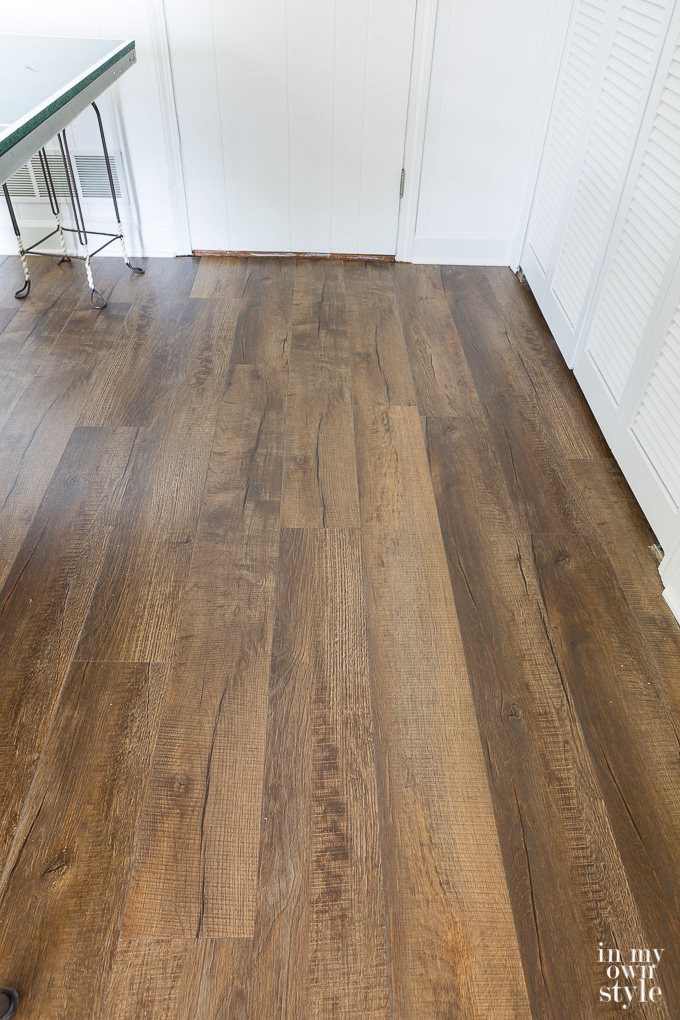 Tarkett Luxury Vinyl Plank Flooring on a game room floor
