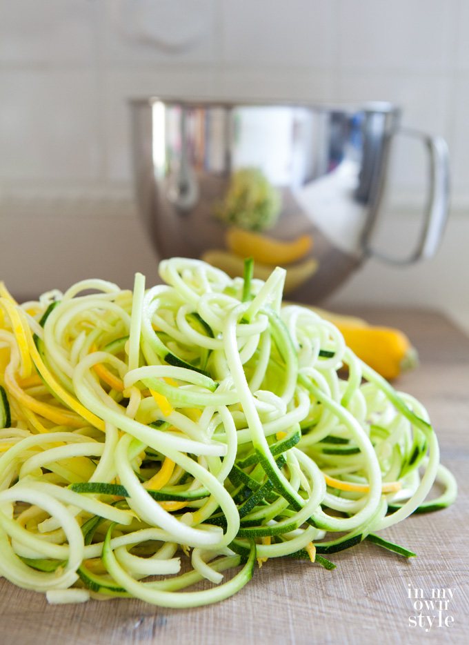 Spiralized zucchini and yellow squash