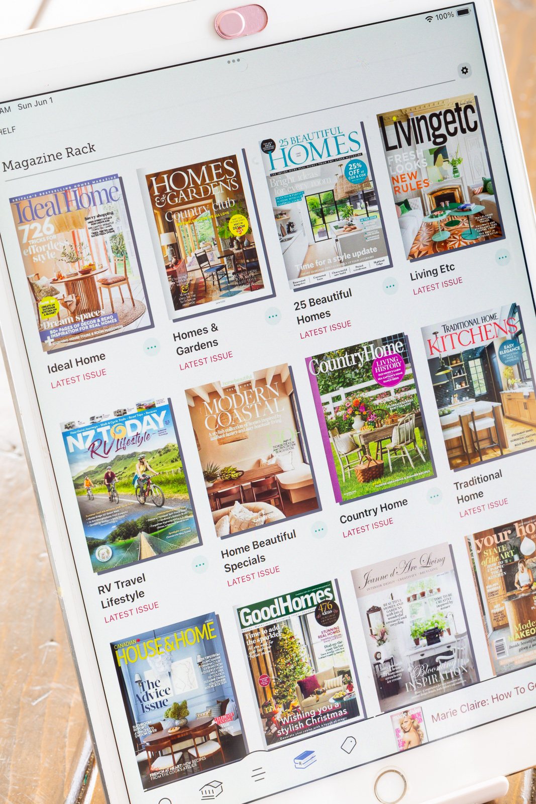 the Magazine rack page with all my subscriptions to magazines on the Libby app