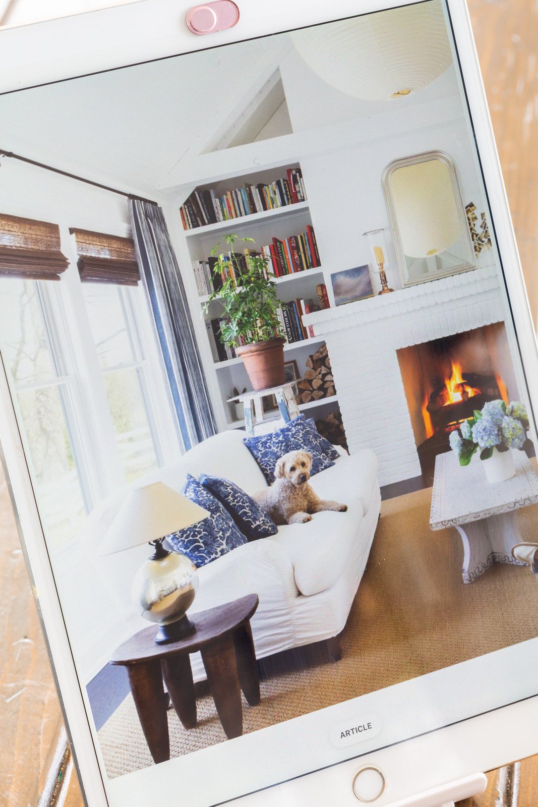 Reading a magazine online using the Libby App on an iPad
