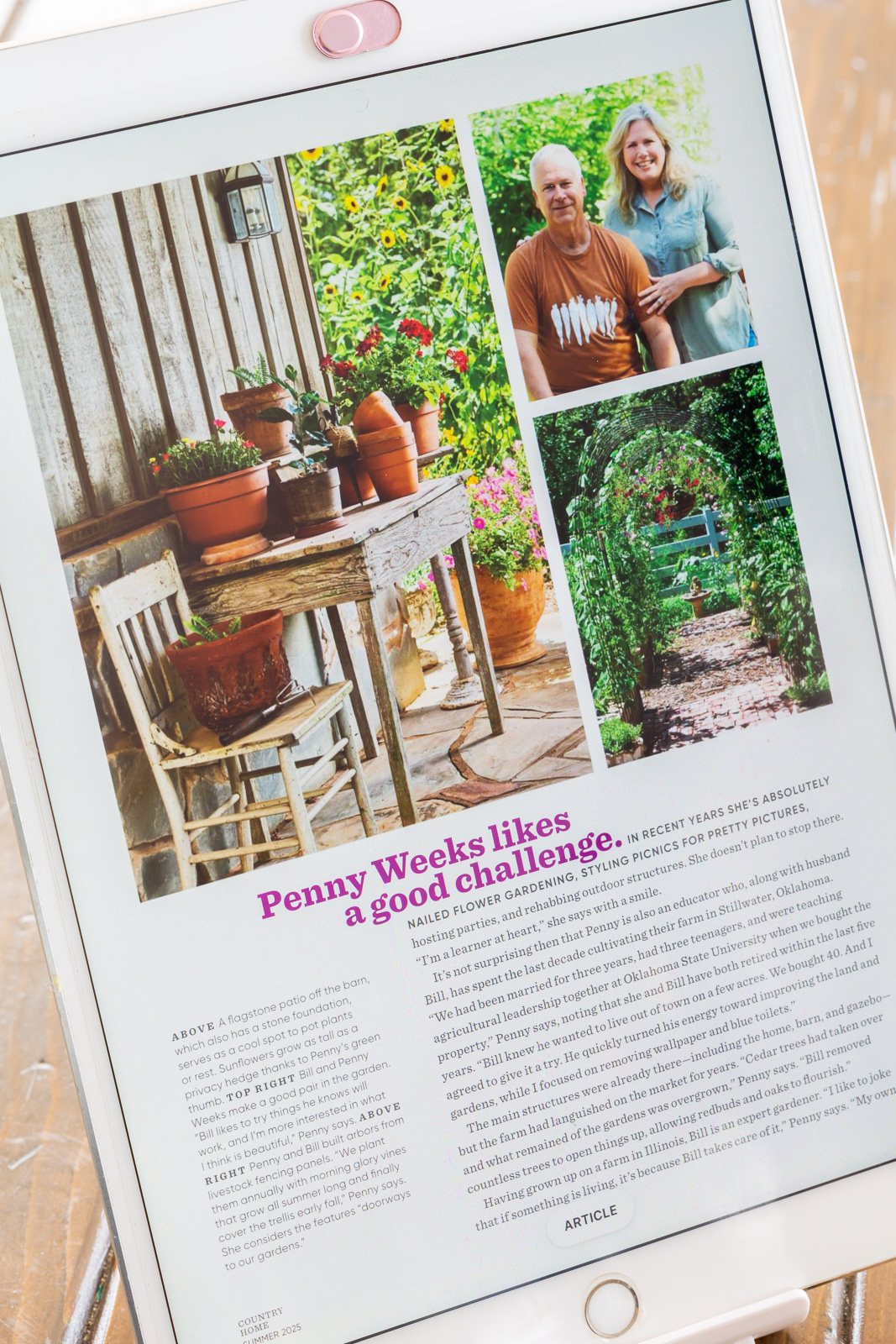 Reading a magazine online using the Libby App on an iPad