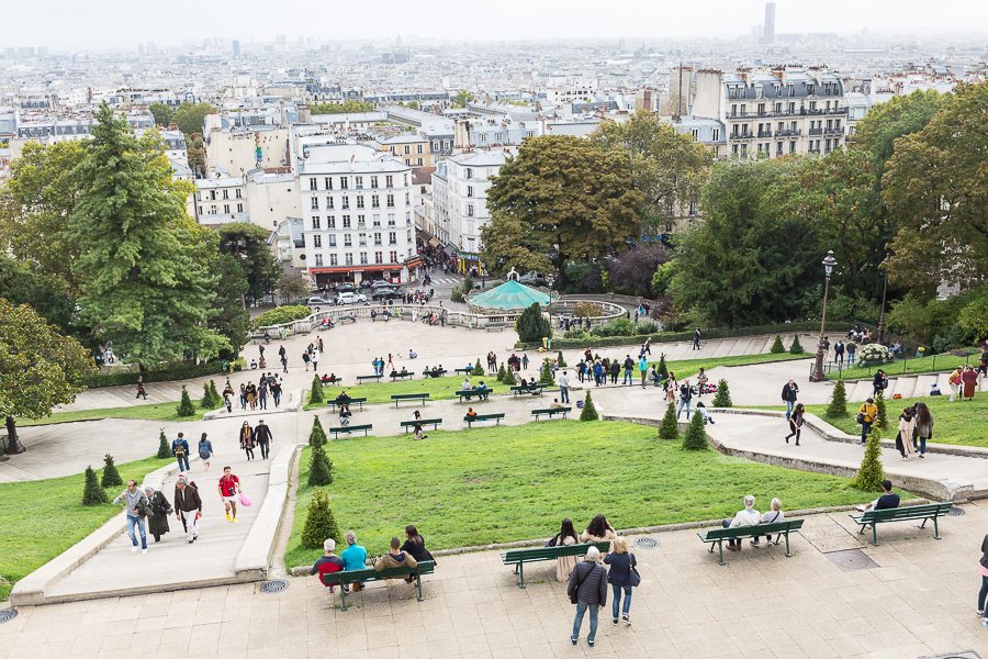 Looking down into Paris from Sacré-Cœur