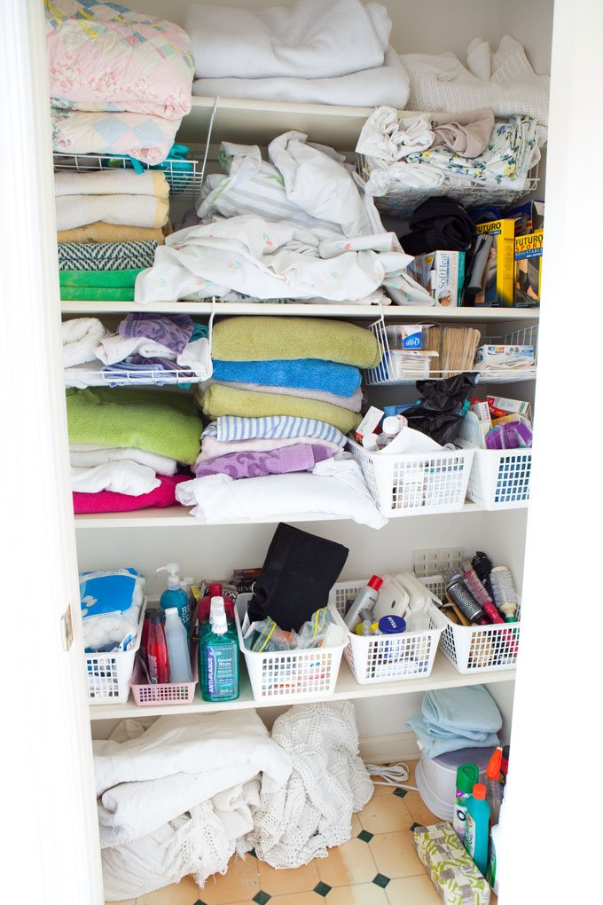 linen closet organizing
