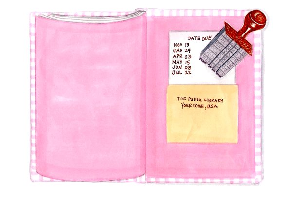 Library book date stamp illustration