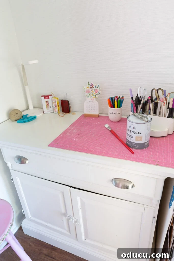 From Spare to Stellar: Room Transformation 14 Crafting area in multi-purpose room.
