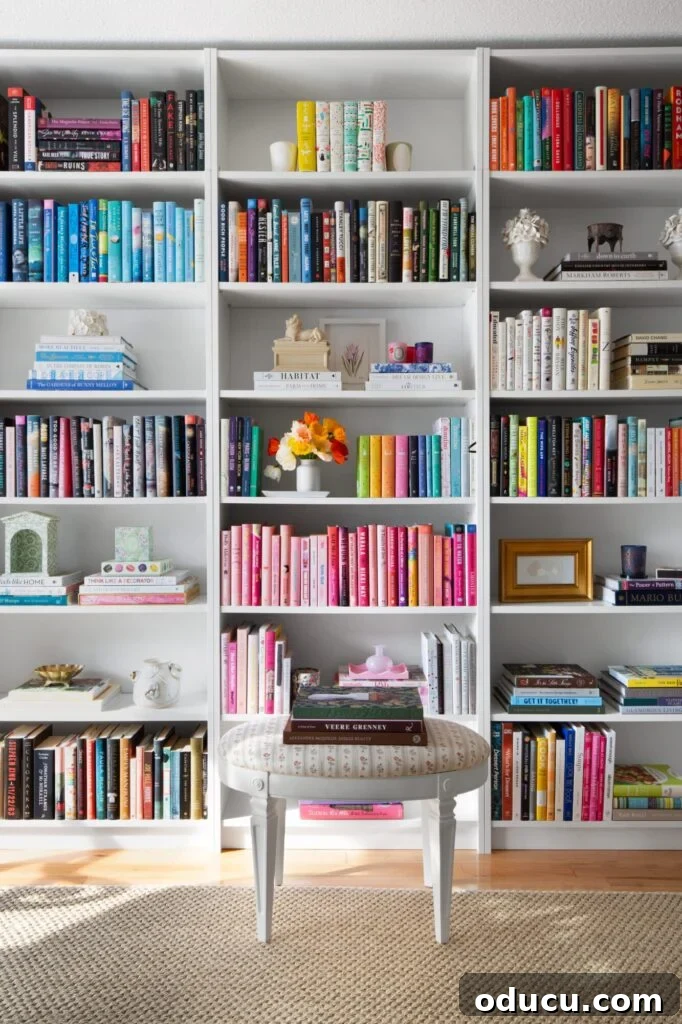 bookshelves with colorful books