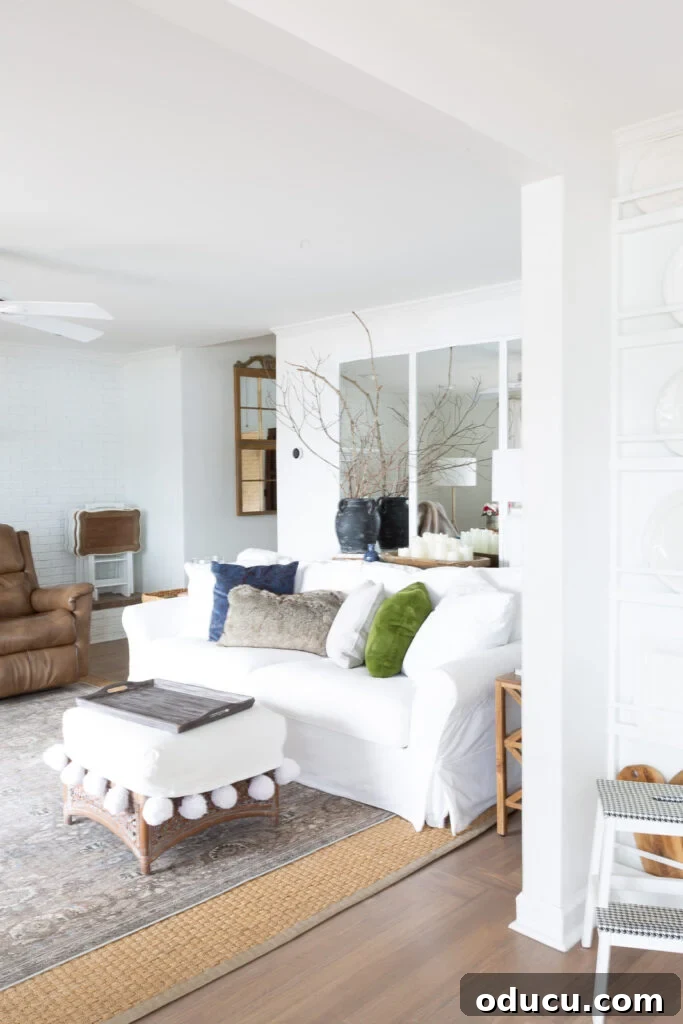 Our Ceiling Contractors Left Us Hanging 9 White living room after popcorn ceiling was removed.