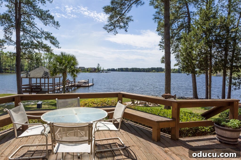 sitting on deck overlooking lake murray view